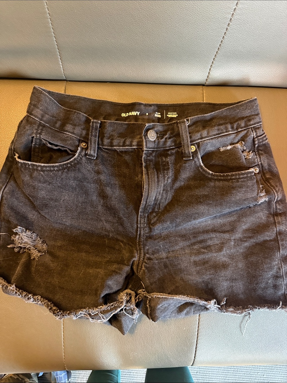 Old Navy Black Distressed Denim Cutoff Shorts